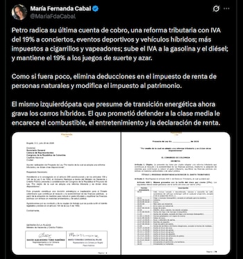 María Fernanda Cabal - crédito @MariaFdaCabal/X