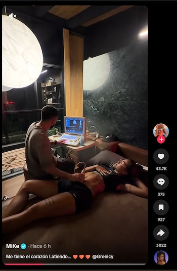 Un video de Mike Bahía en TikTok mostró a Greeicy Rendón durante una ecografía y reactivó los rumores de embarazo - crédito mike TikTok