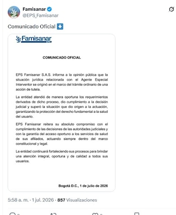 - crédito @EPS_Famisanar/X