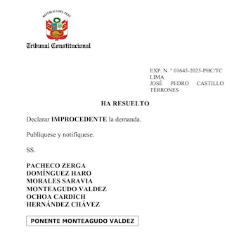 TC rechaza una demanda más de Pedro Castillo.