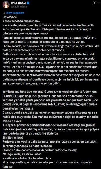 Se sinceró en sus redes