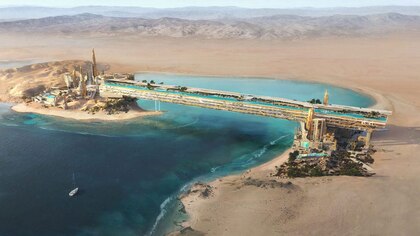 Arabia Saudita comenzó a construir la piscina infinita más larga del mundo: estará suspendida a 67 metros de altura