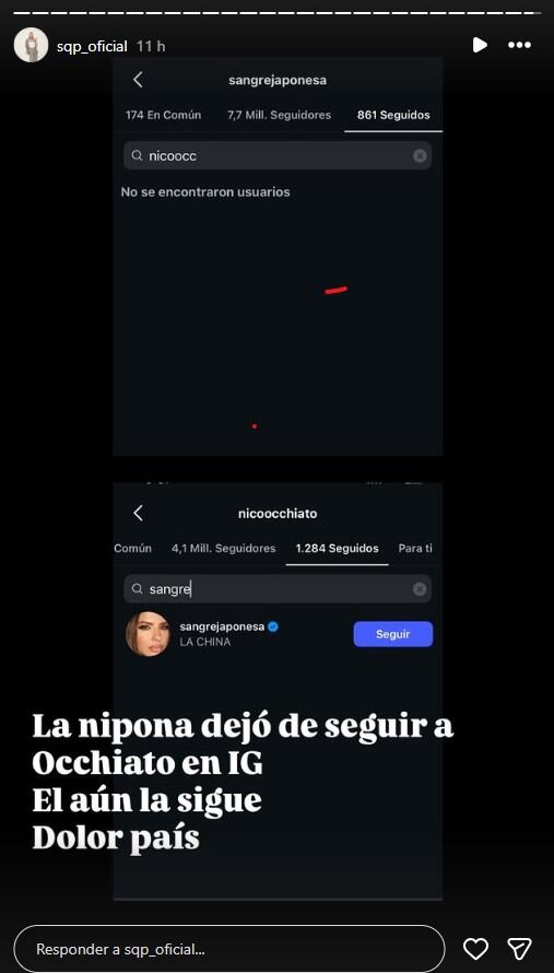 La China Suárez dejó de seguir a Nico Ochiatto en medio de la polémica para la suspensión de la entrevista para Luzu TV (Instagram)