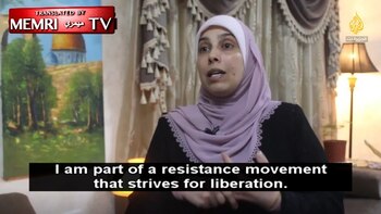 "Soy parte de un movimiento de resistencia que lucha por la liberación", asegura Al Tammimi, la terrorista palestina autora del atentado al Sbarro de Jerusalén en 2001.