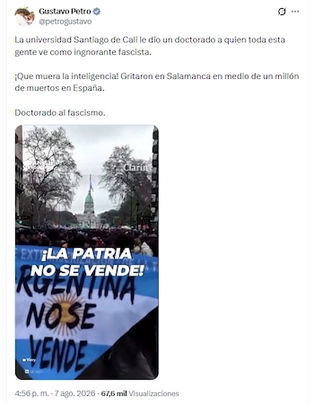 Gustavo Petro replicó las manifestaciones ciudadanas de Argentina contra Javier Milei - crédito @petrogustavo/X