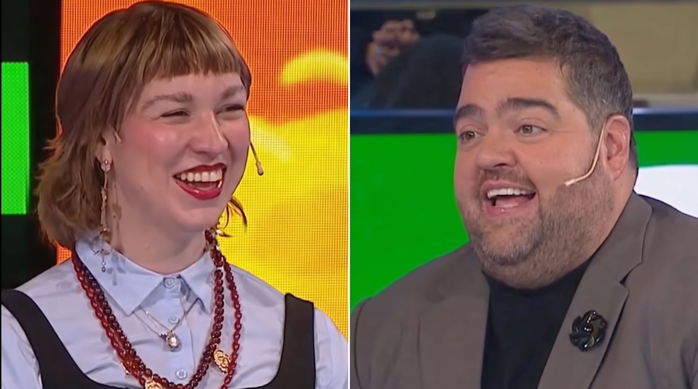 Nathalie, participante de Ahora Caigo, y Darío Barassi, el conductor, tuvieron un divertido cruce al aire