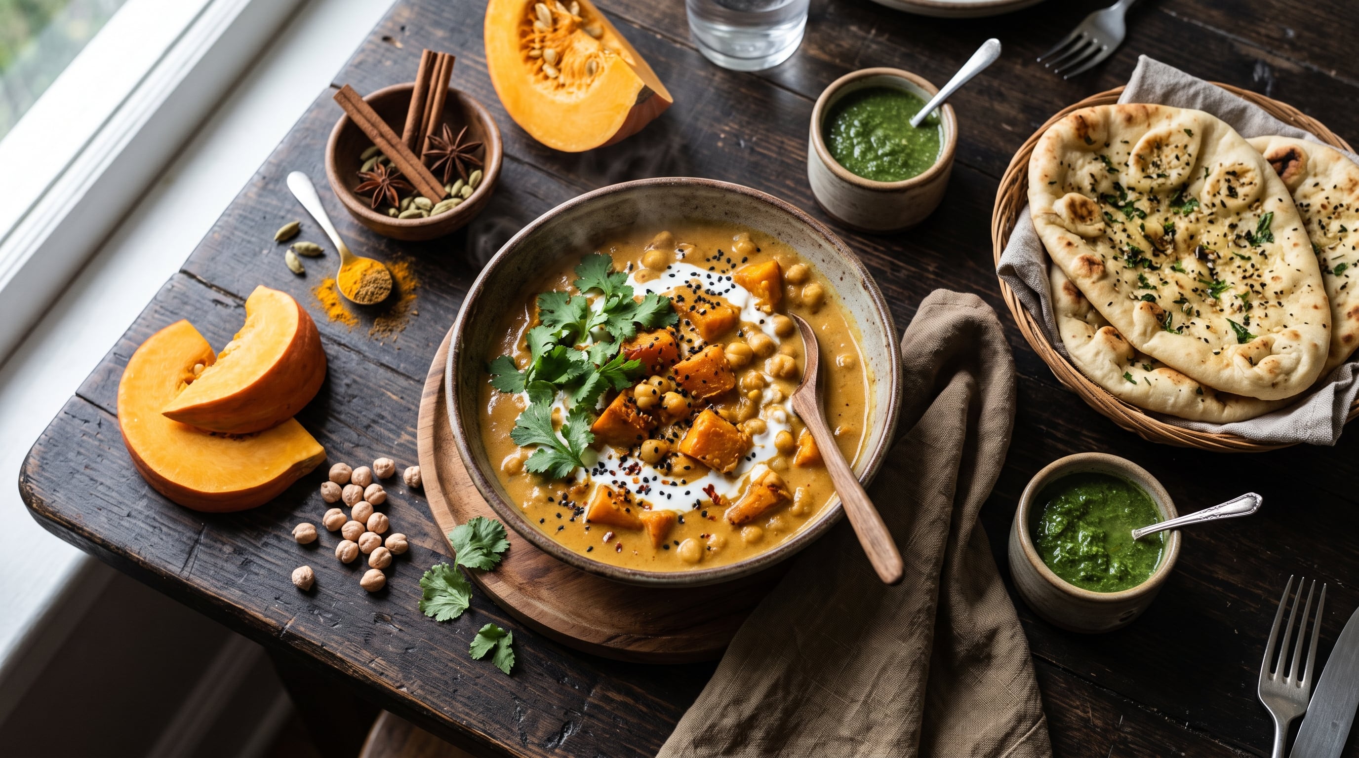 El curry de calabaza combina hortalizas, especias y leche de coco en una preparación cremosa (Imagen Ilustrativa Infobae)
