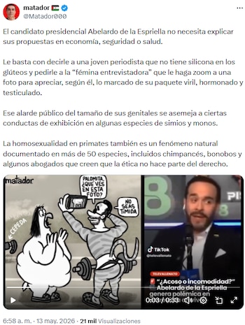 Matador criticó a Abelardo de la Espriella por comentarios en programa digital Piso 8 - crédito @Matador000/X