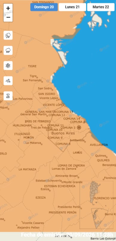 Alerta naranja por fuertes tormentas en el AMBA