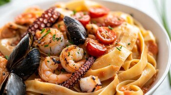 La pasta con camarones es