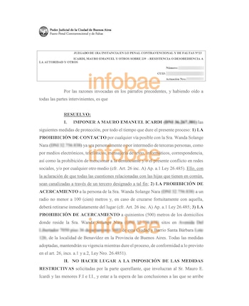 La resolución prohíbe a Icardi