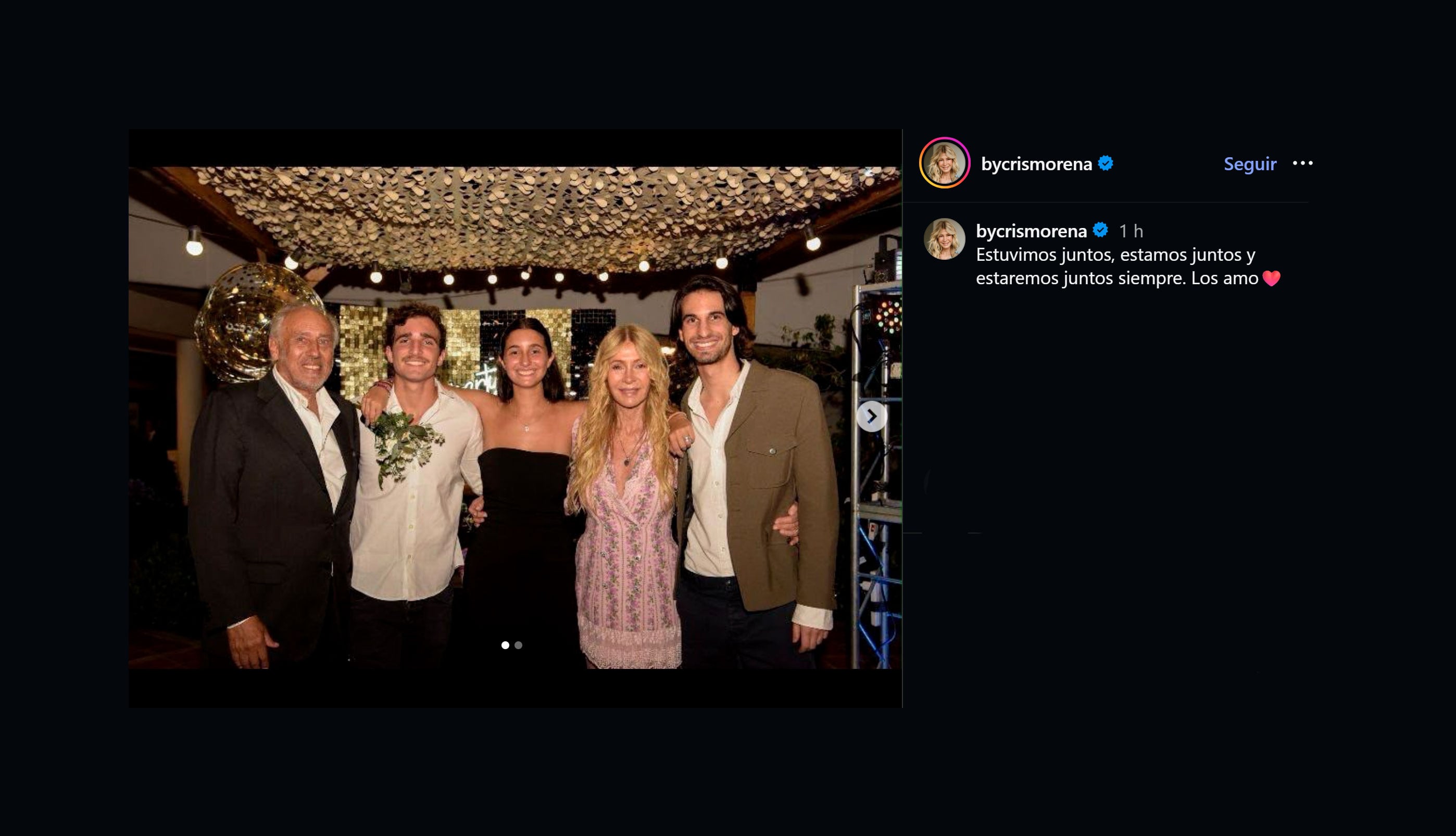 Cris Morena manifestó la unión de la familia a través de un mensaje compartido un día después de la publicación de su expareja