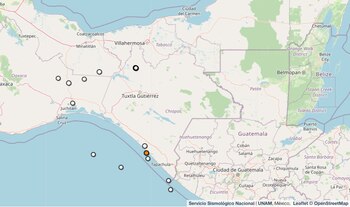 Temblor reportado en Chiapas.
(SSN)