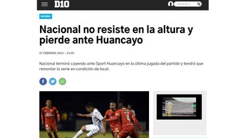 D10 sobre el Sport Huancayo vs Nacional de Paraguay.