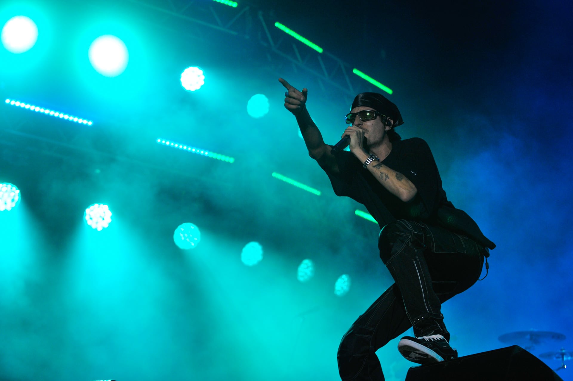 Total black y bandana: el look de Danny Ocean en Lollapalooza Argentina (Gustavo Gavotti)