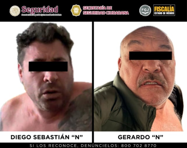 Diego Sebastián “N” identificado como “socio” de J.S.M.O., y probable autor del homicidio múltiple; previamente, fue detenido Gerardo “N”, también investigado por su probable intervención en los mismos hechos Foto: Fiscalía Edomex