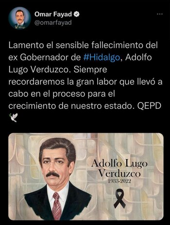 El actual gobernador de Hidalgo