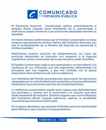 Directorio Nacional Conservador ratifica al