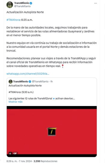 Transmilenio anunció que siguen adelantando