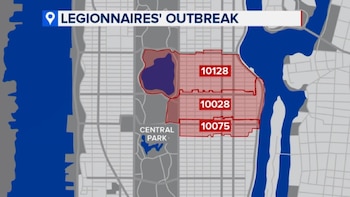 Mapa de la ciudad de Nueva York con Central Park y ríos. Zonas de Manhattan resaltadas en rojo con los códigos postales 10128, 10028, 10075