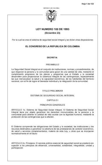La Ley 100 estableció el Sistema de Seguridad Social de Colombia - crédito Presidencia de la República
