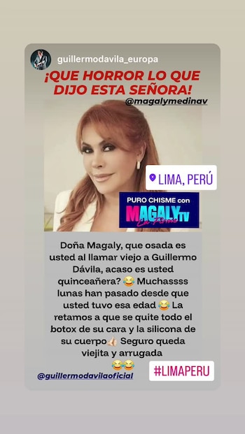 Guillermo Dávila reposteó historia publicada