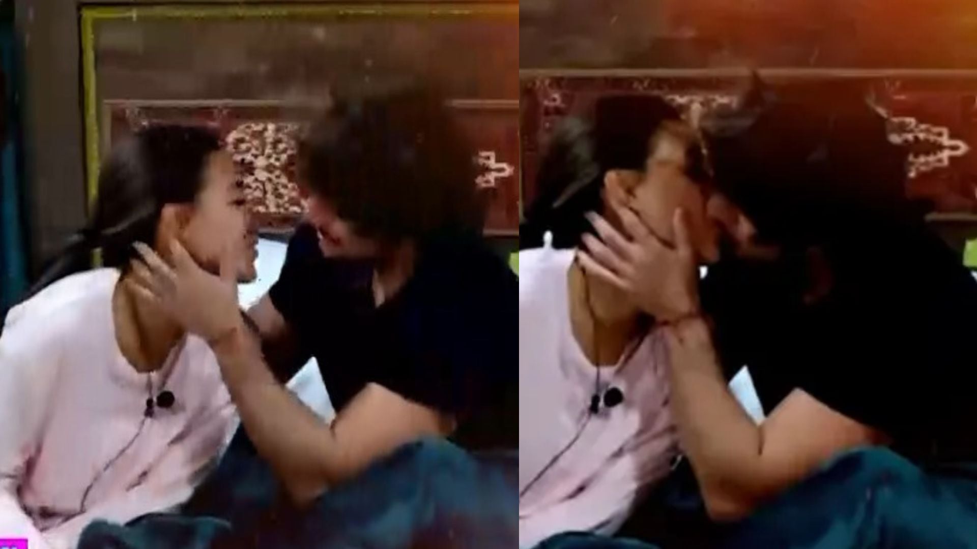 Samahara Lobatón y Renato Rossini Jr. se besan durante una escena del programa de televisión El Sultanato.