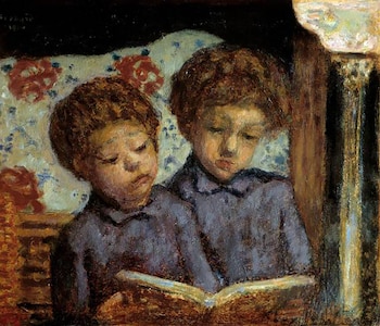 Niños leyendo en una pintura de Pierre Bonnard.