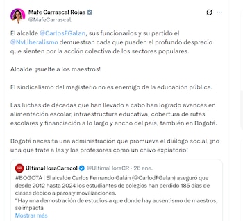 La congresista Mafe Carrascal rechazó