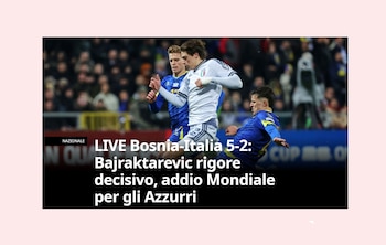 Las portadas de los medios italianos por la eliminación de Italia del Mundial