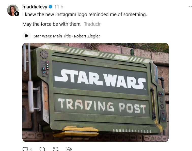 Un usuario comentó que el nuevo diseño le hacía pensar en Star Wars. (Threads)