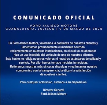 La agencia emitió un comunicado