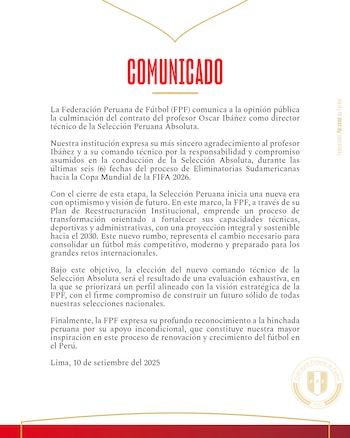 Comunicado de la FPF con