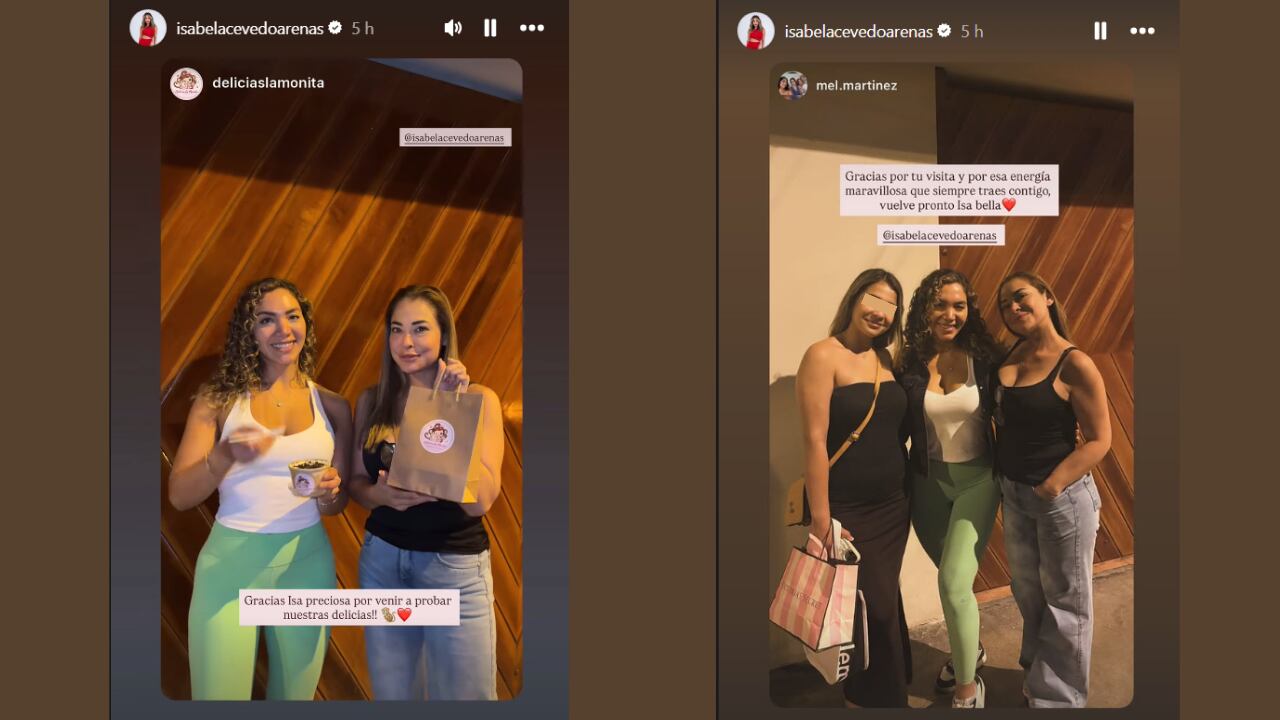 Camila Domínguez agradece a Isabel Acevedo por probar los helados artesanales del emprendimiento de Melanie Martínez en redes sociales. (Instagram Isabel Acevedo / Camila Domínguez / Melanie Martínez)