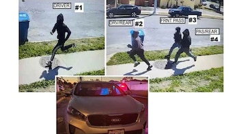 Los sospechosos abandonaron el SUV Kia robado poco después del tiroteo y huyeron del lugar del crimen (LASD)