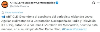 Artículo 19 exigió que el asesinato de Alejandro Leyva sea investigado con perspectiva de libertad de expresión y sin descartar su labor periodística como posible móvil.