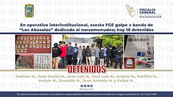 Detenidos de Los Abasolo el 9 de junio. Crédito: FGE Puebla