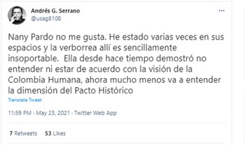 Rechazo por declaraciones de Nany
