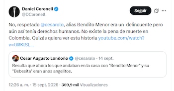 Daniel Coronell le contestó a Cesar Augusto Londoño - crédito @DCoronell/X