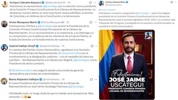 Dirigentes políticos, congresistas y el Centro Democrático felicitaron a José Jaime Uscátegui por su elección al frente de la Comisión Primera. - crédito X