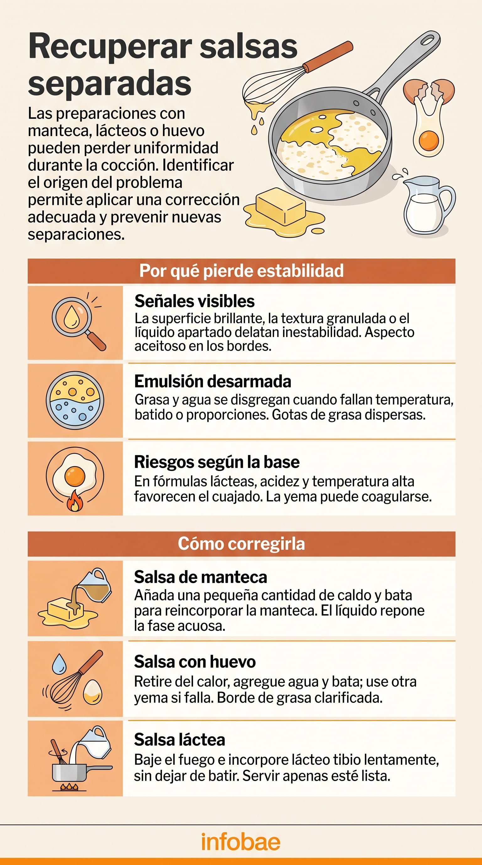 El exceso de calor favorece la separación de los ingredientes. (Imagen Ilustrativa Infobae)