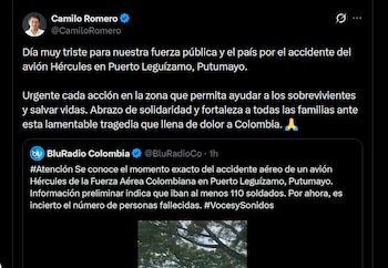 El exgobernador de Nariño y excandidato presidencial Camilo Moreno aseguró que la ayuda de la comunidad fue vital para salvar vidas de militares -crédito X