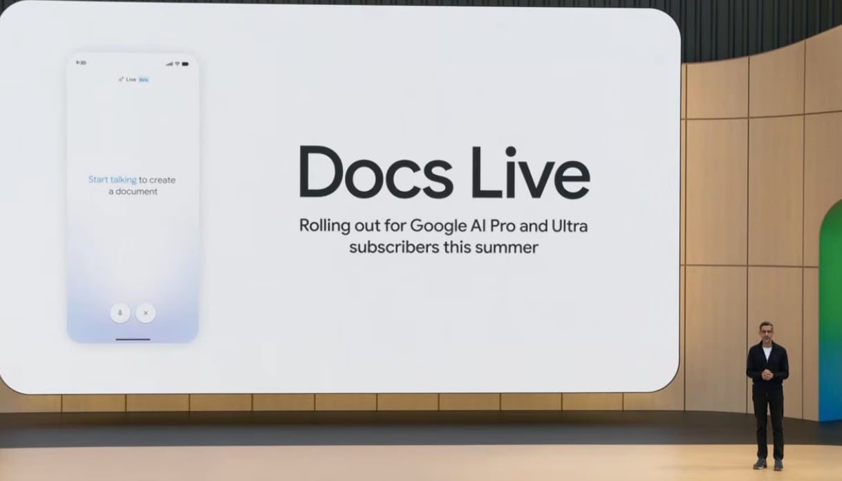 Docs Live puede generar un primer borrador a partir de una descripción hablada del contenido deseado.