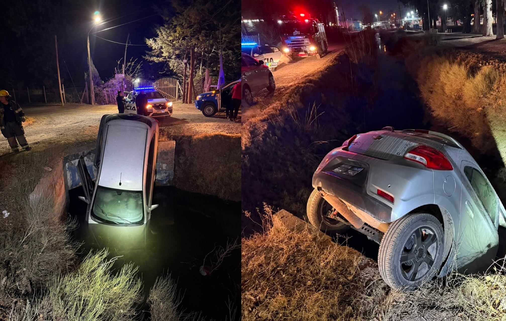 Dos jóvenes conducían borrachos en Neuquén y cayeron a un pozo