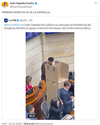 Iván Cepeda lanzó pulla a Abelardo de la Espriella tras victoria de Honorio Henríquez como presidente del Senado - crédito @IvanCepedaCast/X