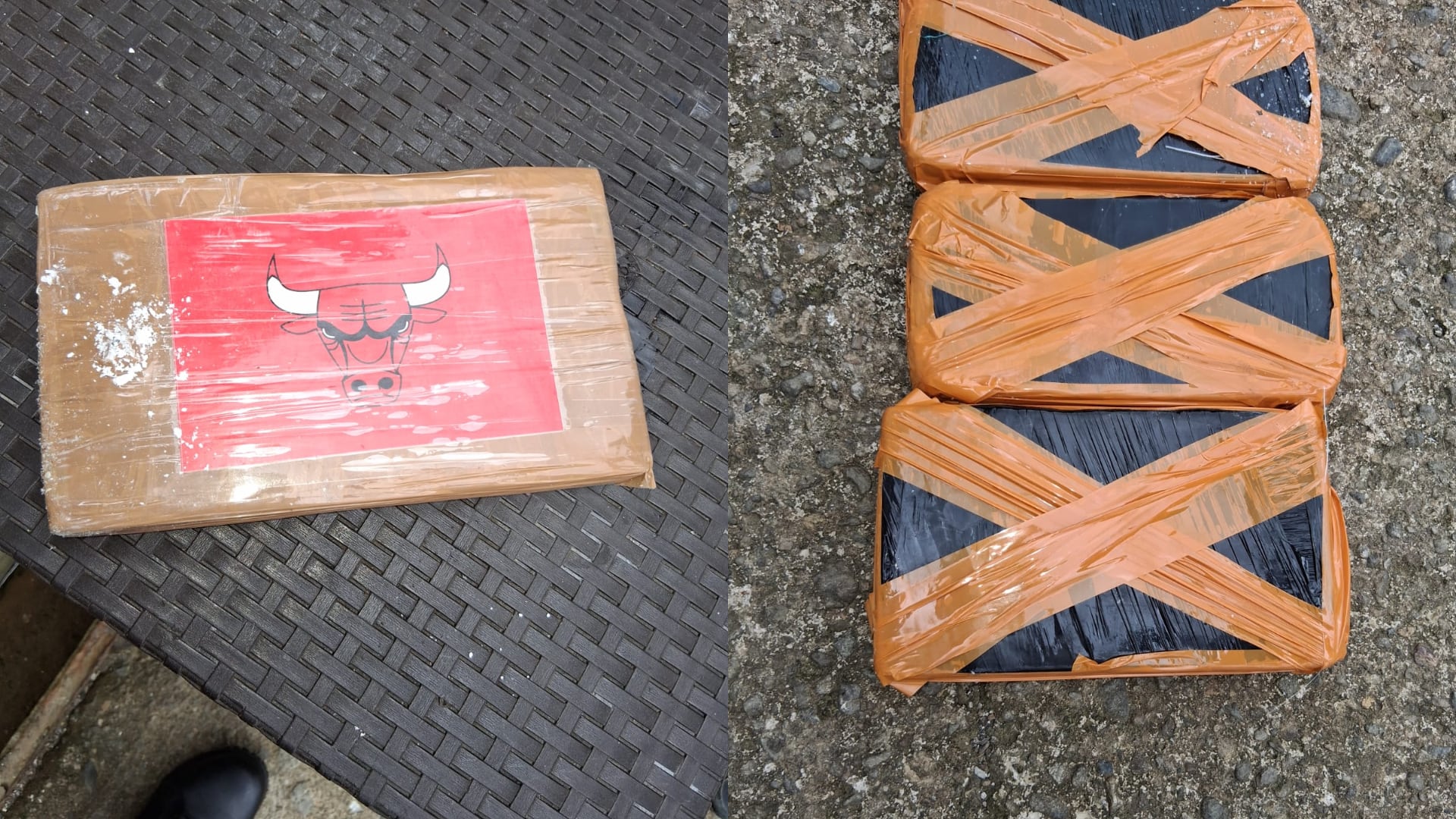 La inspección de la embarcación detectó un doble fondo con 210 paquetes rectangulares de sustancias ilícitas ocultos en su estructura - crédito prensa Armada de Colombia