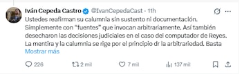 El congresista afirmó que hay una persecución politica en sui contra - crédito @IvanCepedaCast/X