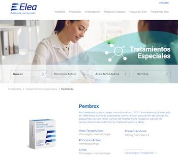 La promoción de Pembrox en la web de ELEA