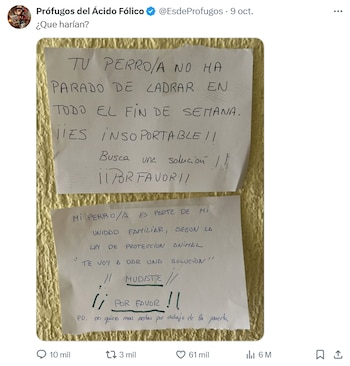 Interacción entre dos vecinos por los ladridos de un perro (X)