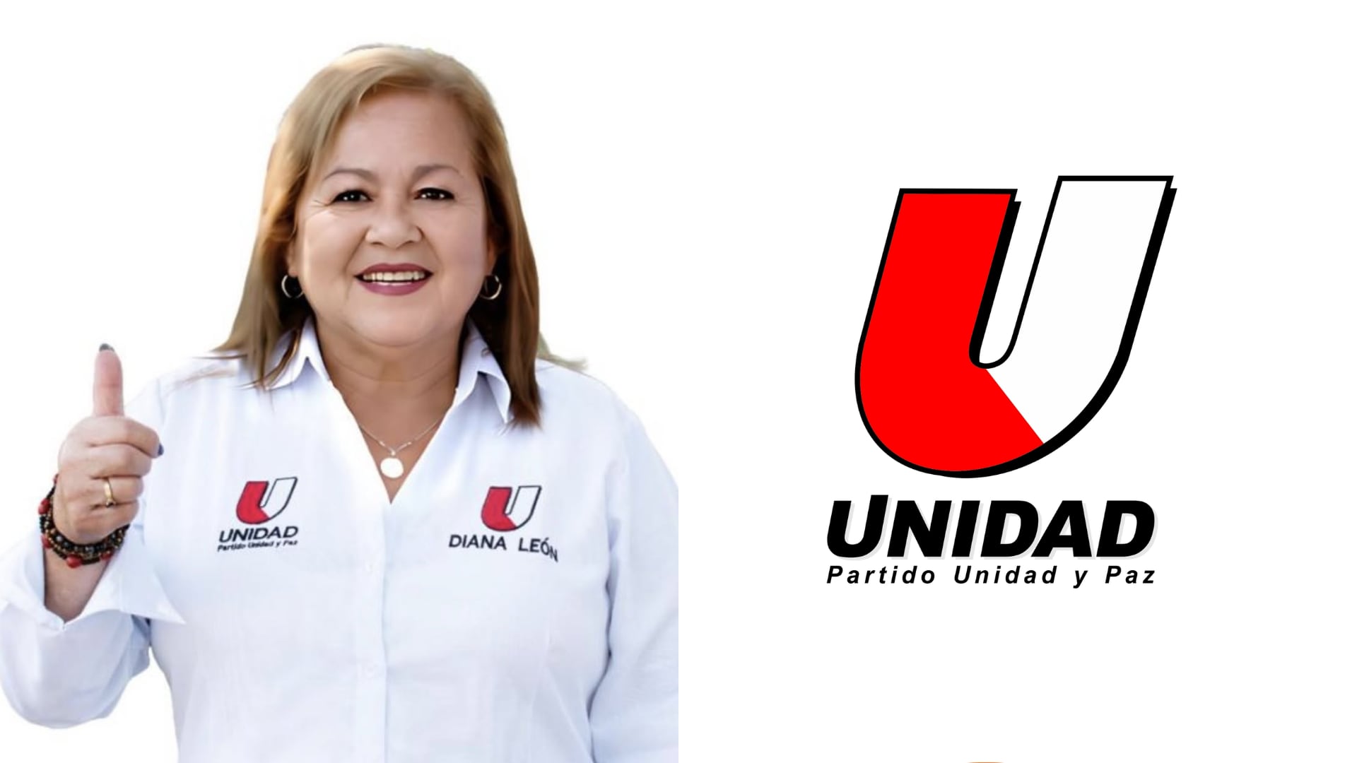 Diana Pilar León Castrillón postula a la alcaldía del distrito de Breña con la organización política Partido Unidad y Paz.